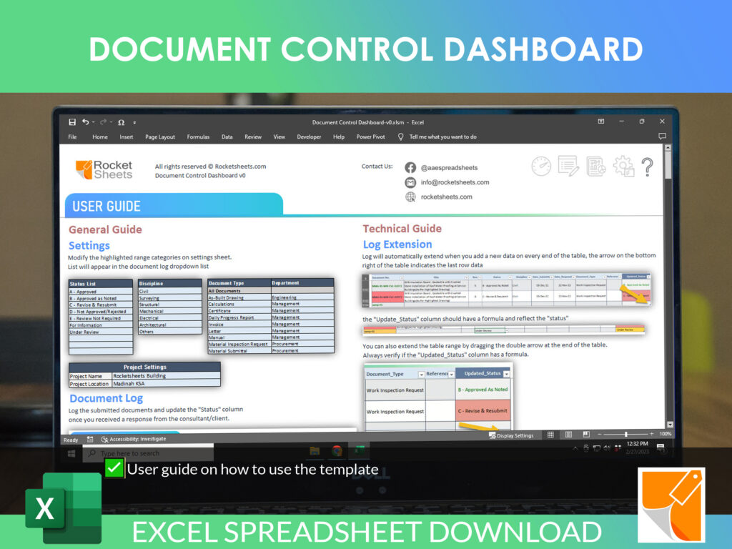 Document Control Dashboard - Rocket Sheets